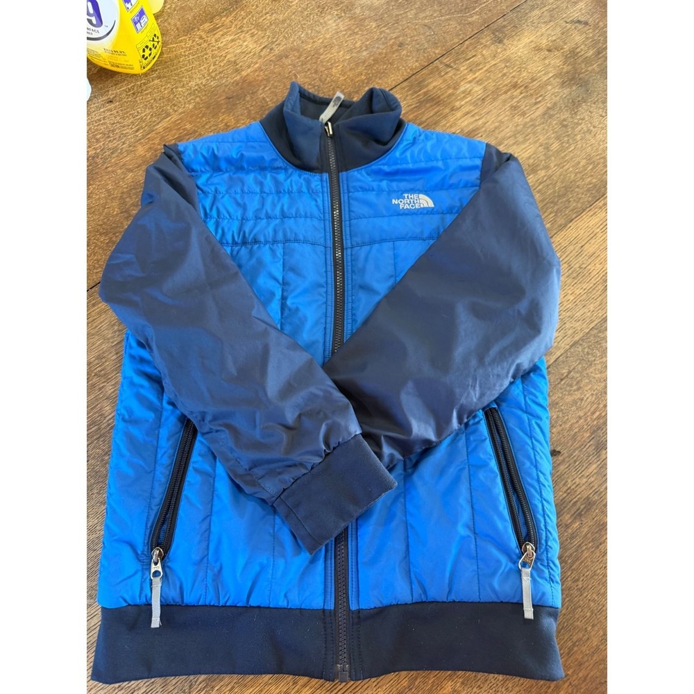 The North Face Boys Reversible Puffer Fleece Jacket Blue Navy Size M 10/12